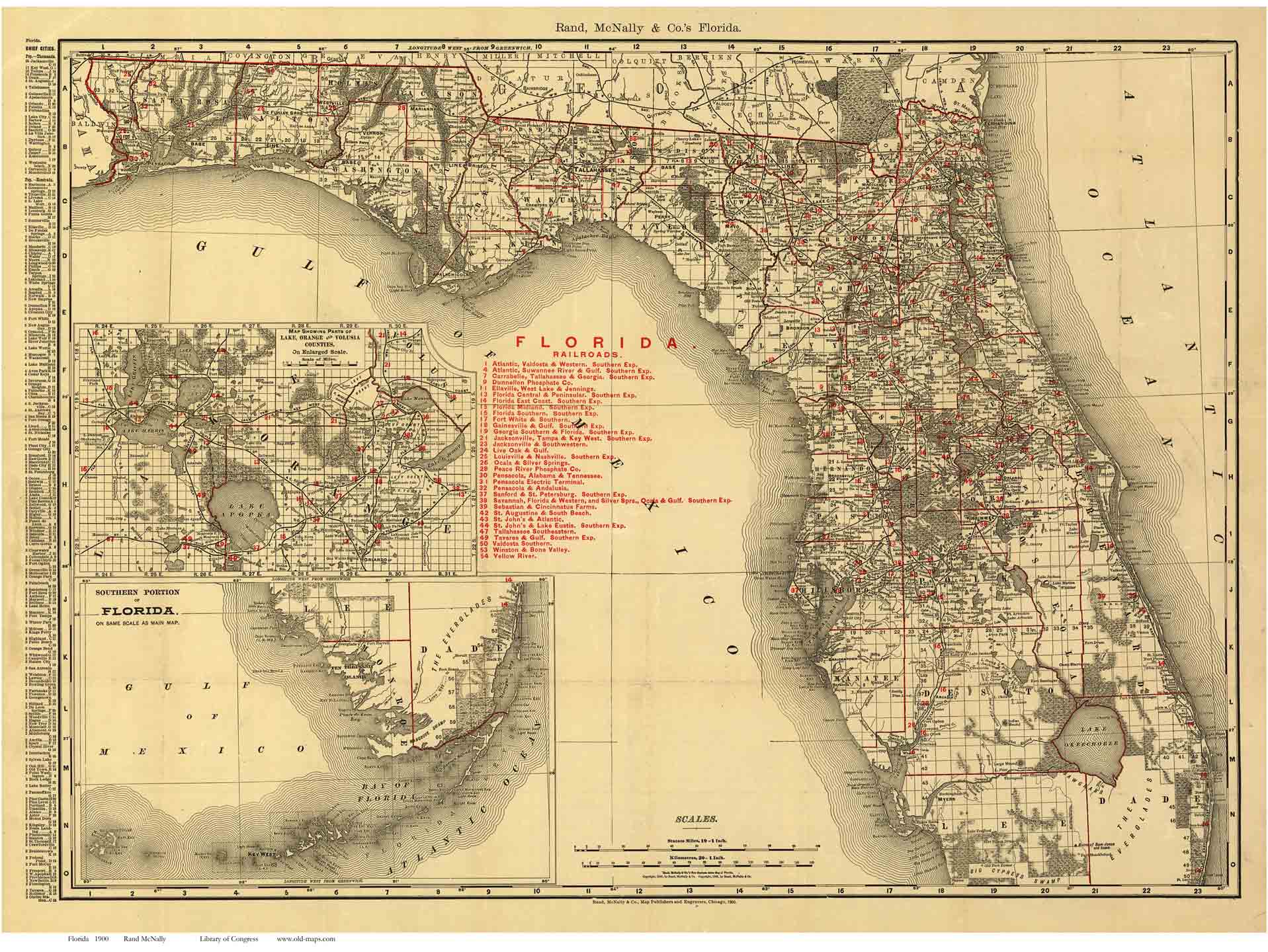 Antique Maps Of Florida Florida 1900 RandMcNally Web 