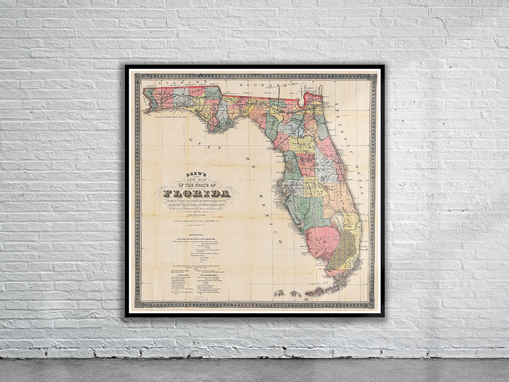 Florida Old World Map Florida State Map Wallpaper Wall Mural By Magic AM53 