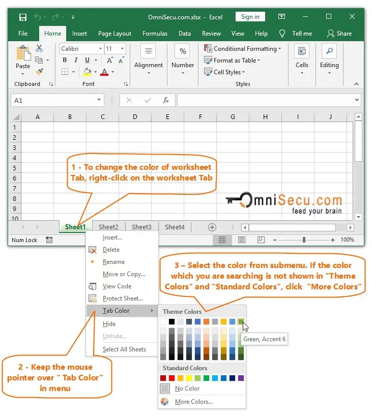 Worksheet tabs identify inactive worksheets