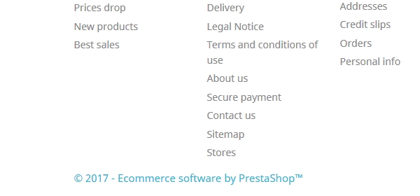 Copyright ecommerce software prestashop 1.7