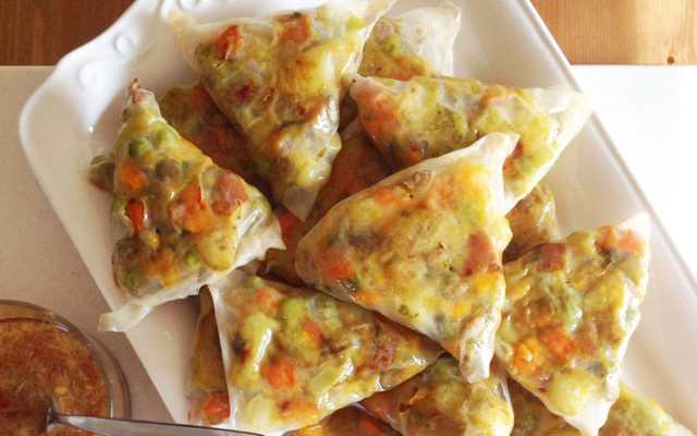 Green Curry Rice Paper Samosas
