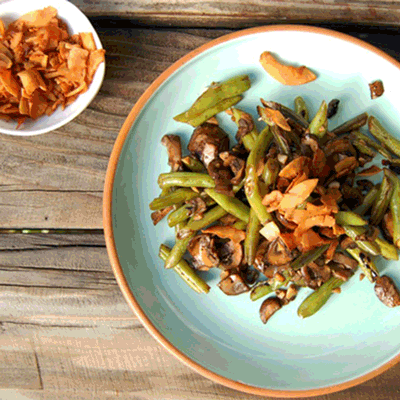 balsamic green beans and mushrooms