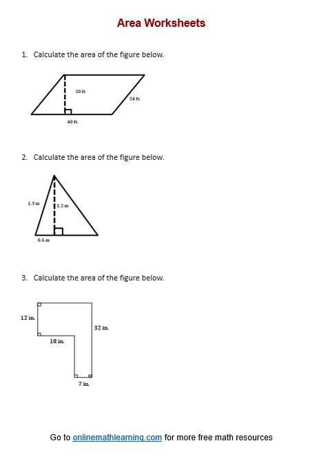 Area of polygons worksheet (examples, answers, videos, activities, pdf)