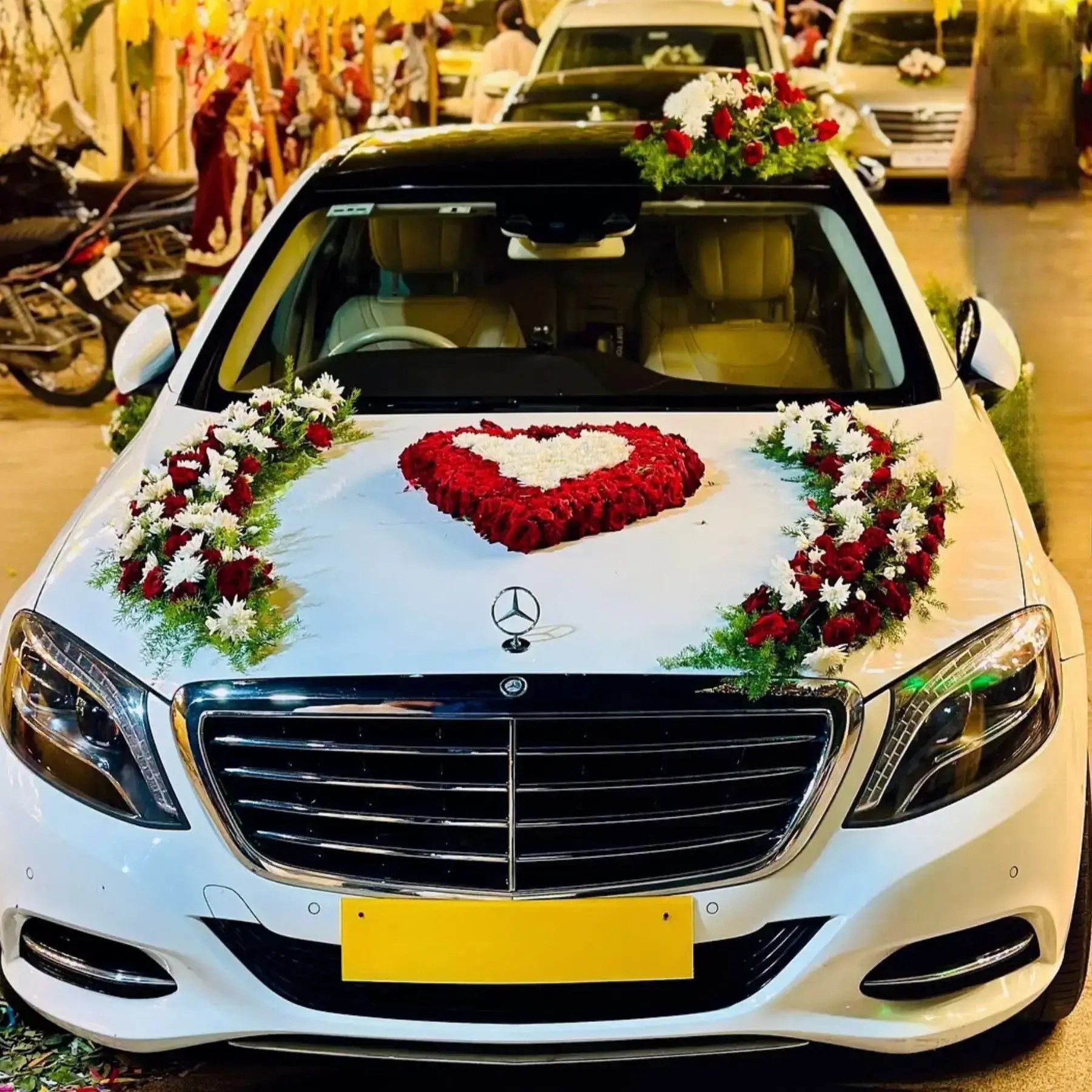 Rose Mercedes Wedding Car Decoration Gurgaon Delhi Noida