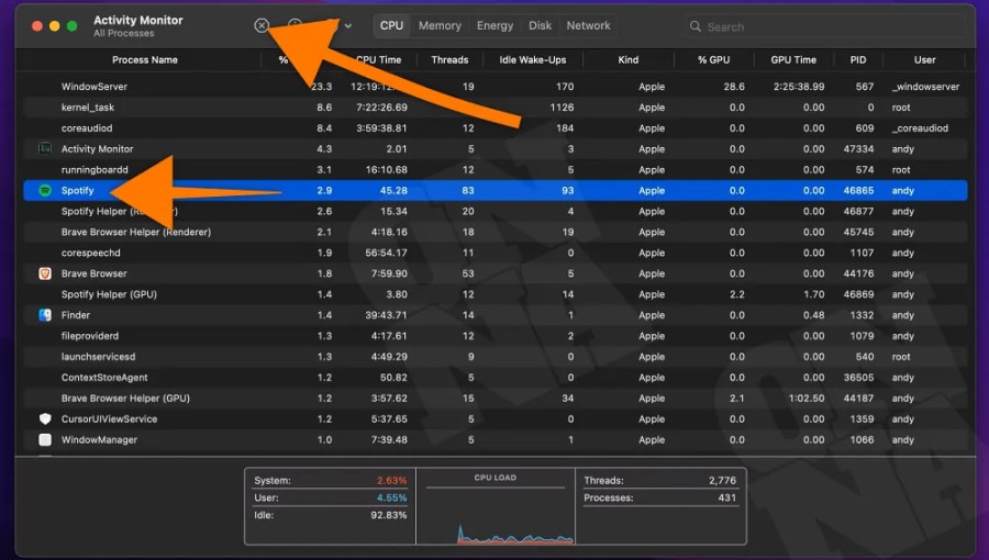 맥 및 맥북 작업 관리자 앱 프로그램 강제 종료 1