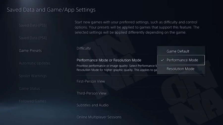 플레이스테이션5 플스5 게임 프리셋 게임 모드 퍼포먼스 모드 성능 모드
