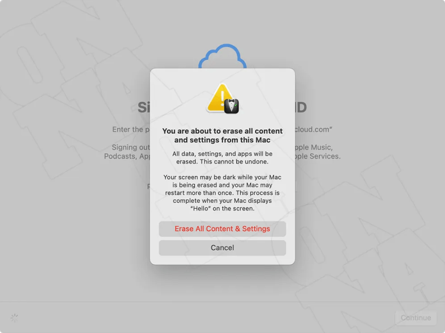 맥북 맥 맥미니 설정 일반 전송 및 재설정. 모든 콘텐츠 및 설정 지우기. 알림