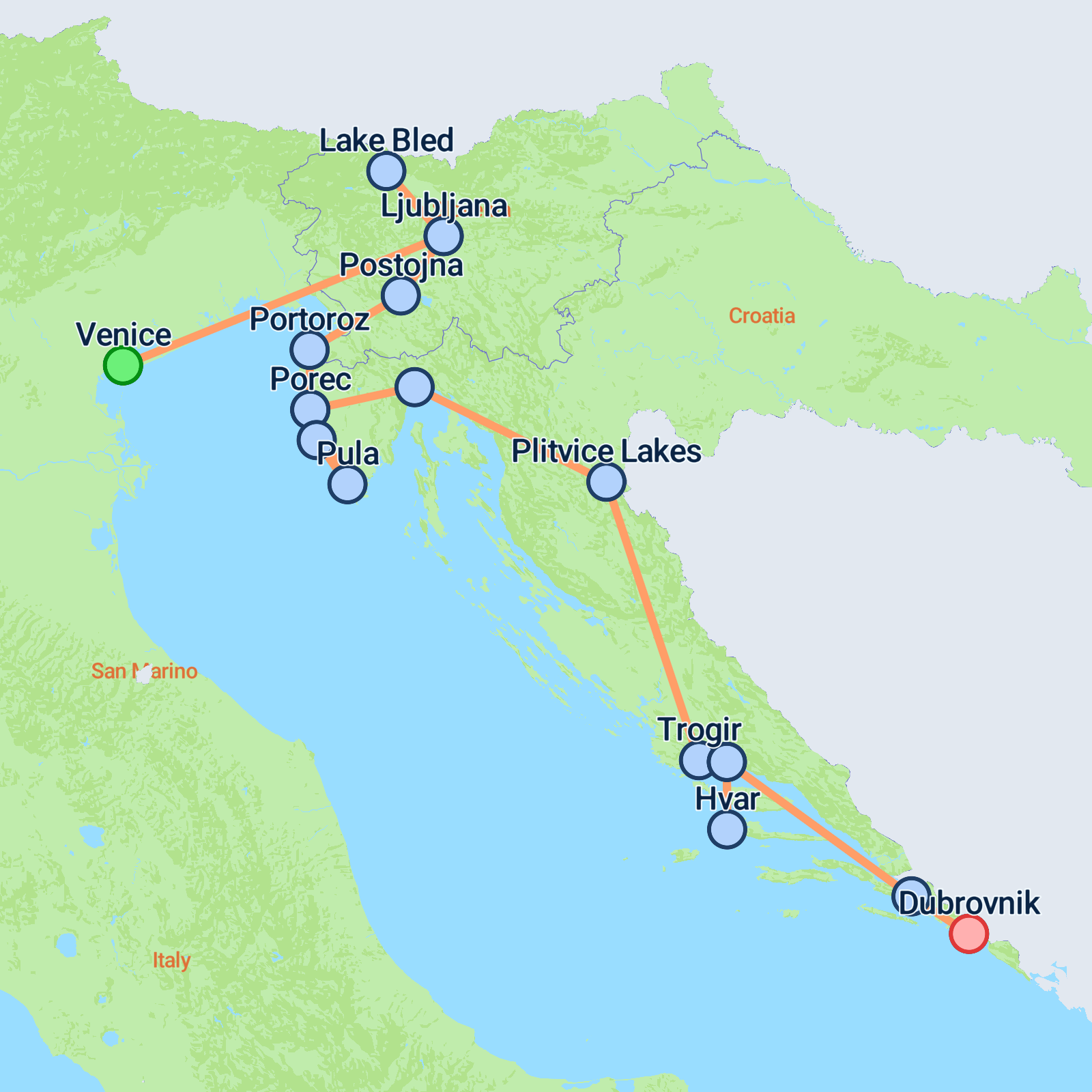 Venice To Croatia Map 