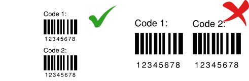 Bild zeigt, dass zwei Barcodes nebeneinander zu Problemen bei der Datenerfassung mit einem Scanner fürhren können.