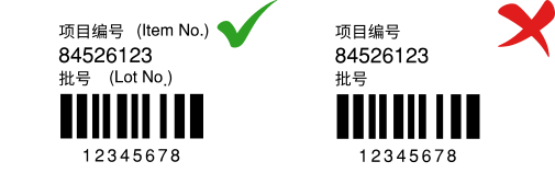 Beispiel eines Etiketts mit chinesischen Schriftzeichen.