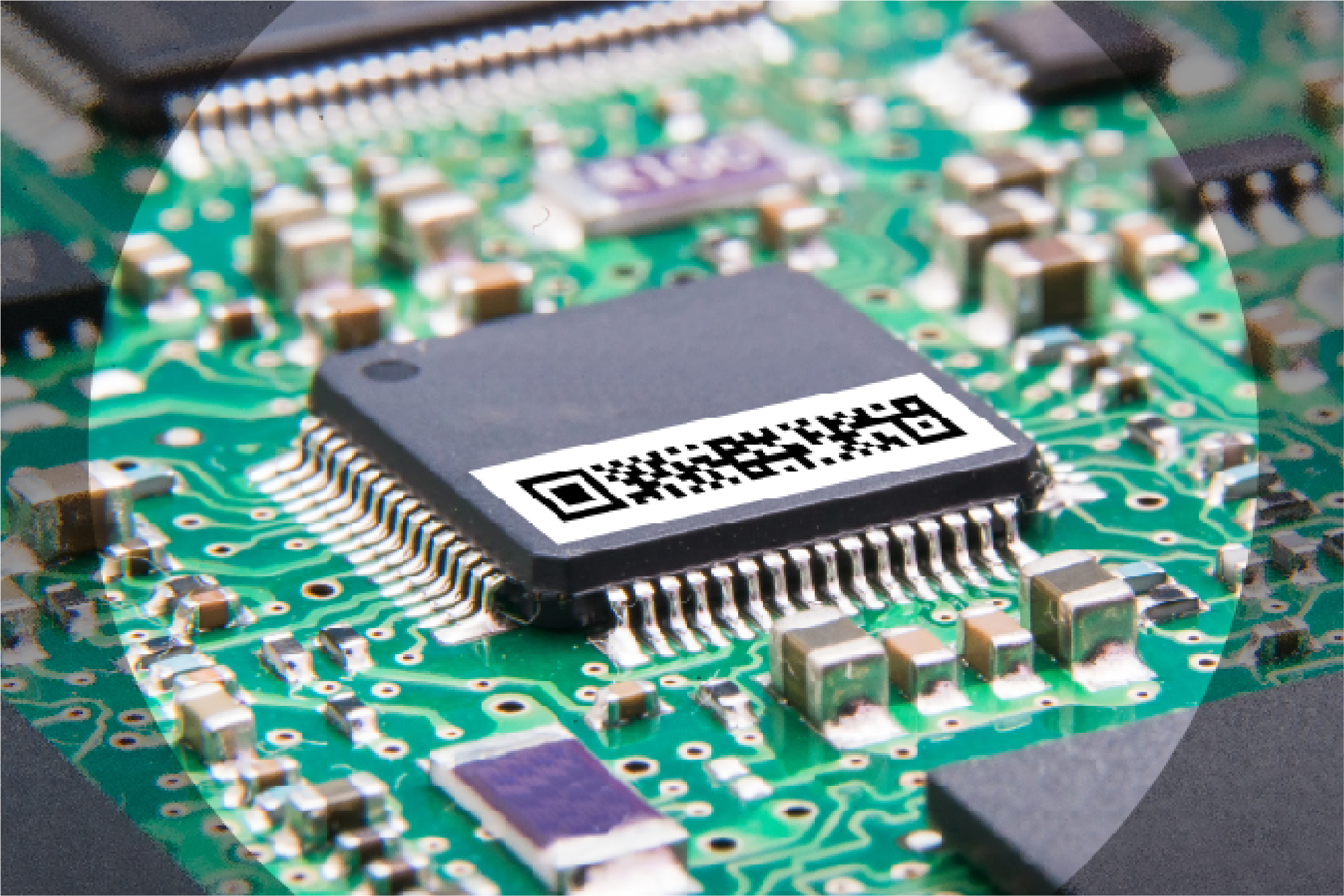rMQR Codes auf elektronischen Komponenten