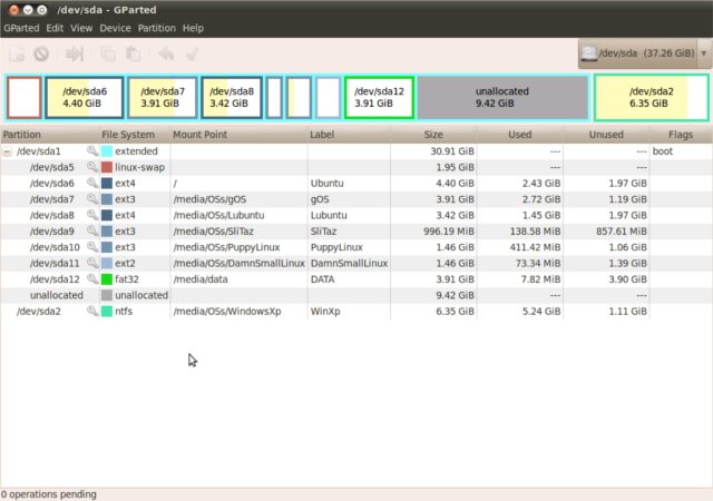 GParted - multi Operating Systems