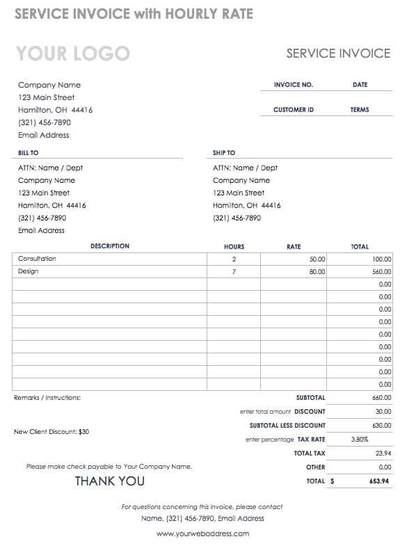 11 free contractor invoice template download excel google docs