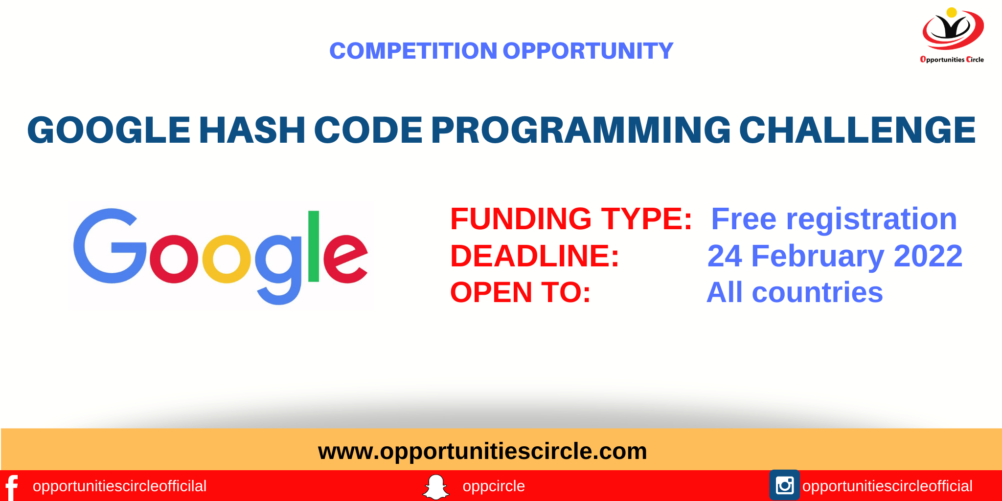 25th march 2022, 23:00 hrs ist you may check your timezone here. Google Hash Code Programming Challenge 2022 Opportunities Circle