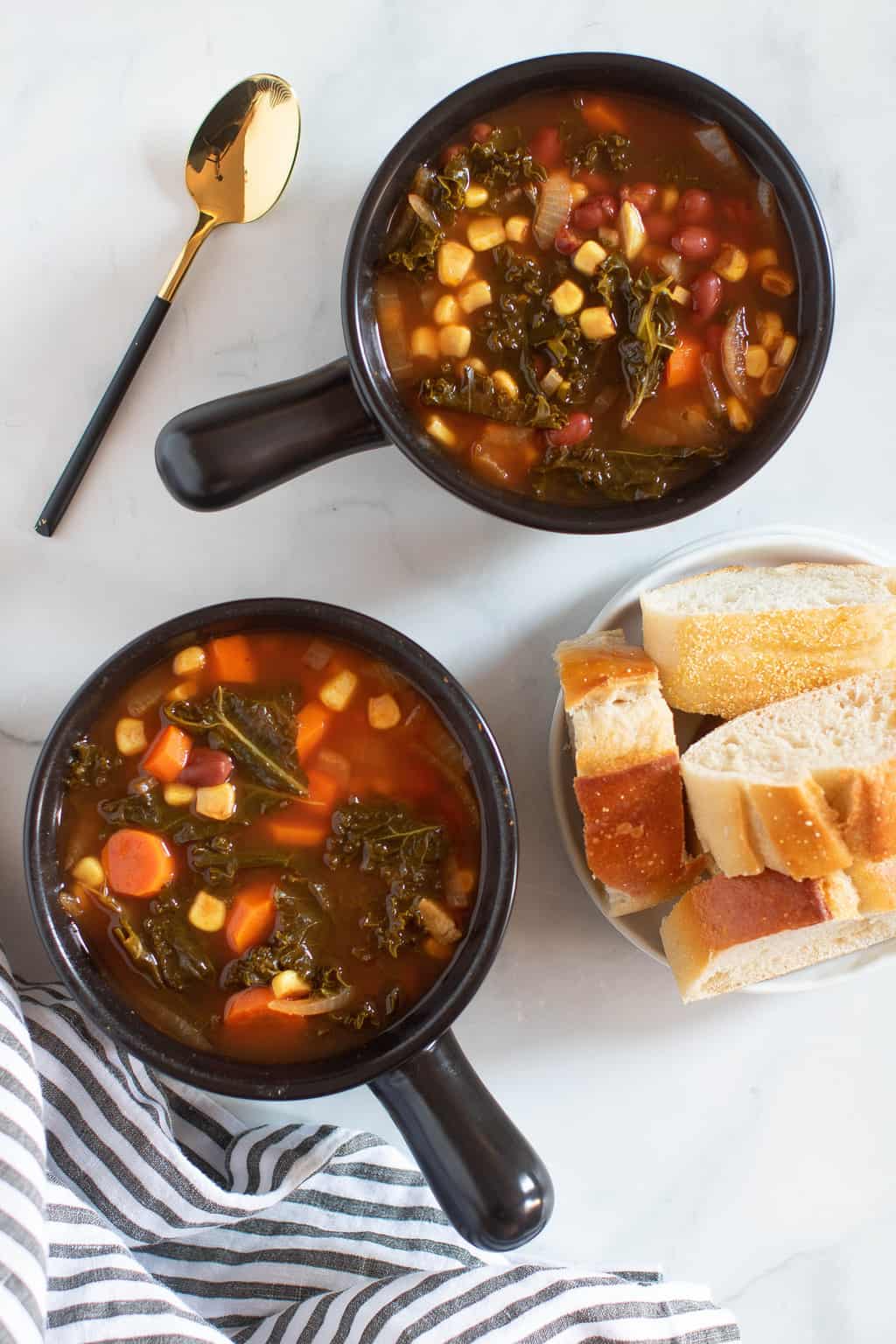Slow cooker loaded vegan veggie soup
