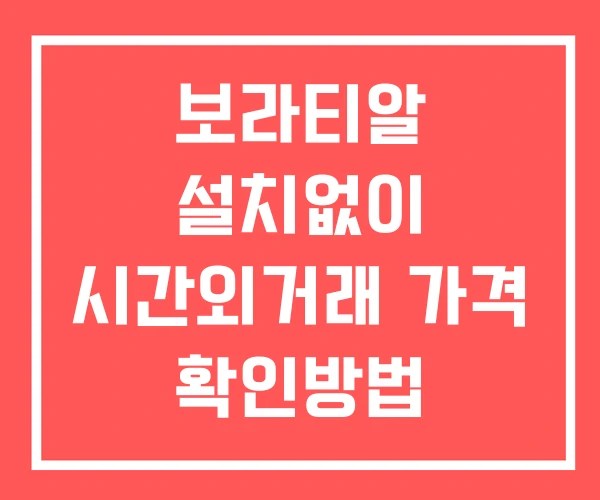 보라티알 시간외 거래 및 단일가 뉴스 공시 확인 하는 법 설치X