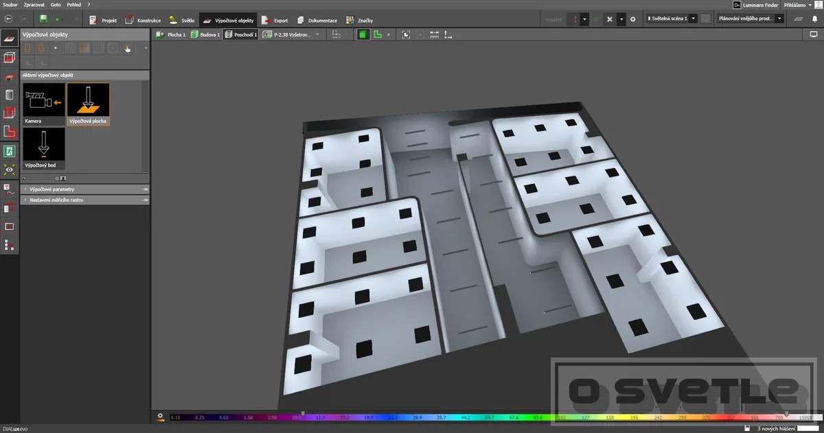Výpočet osvetlenia interiéru s ambulanciami