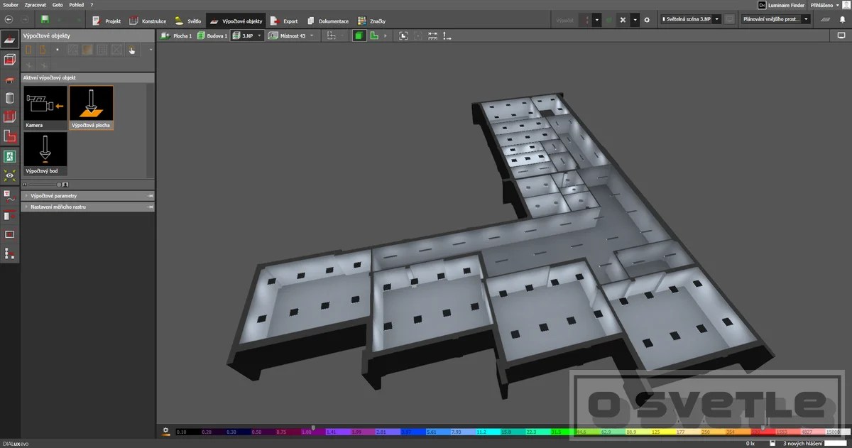 Výpočet osvetlenia gymnázia