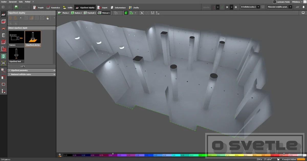 Výpočet osvetlenia vstupnej haly