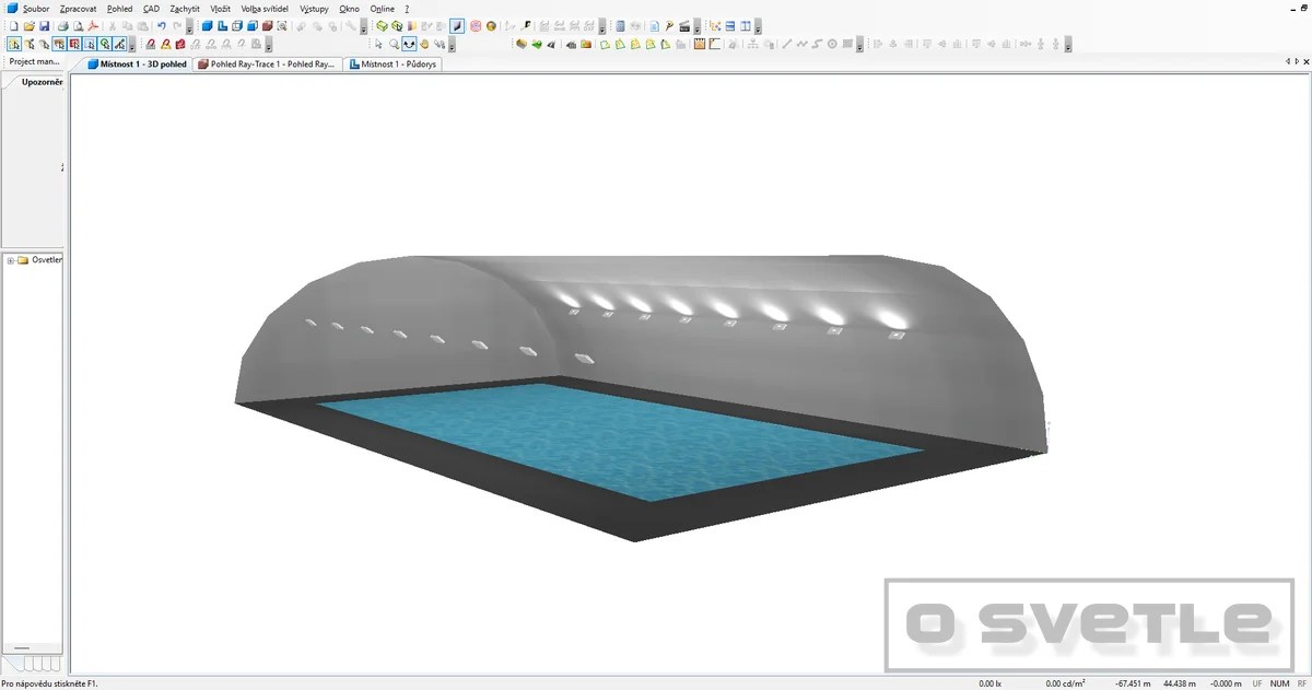 Výpočet osvetlenia plaveckého bazéna
