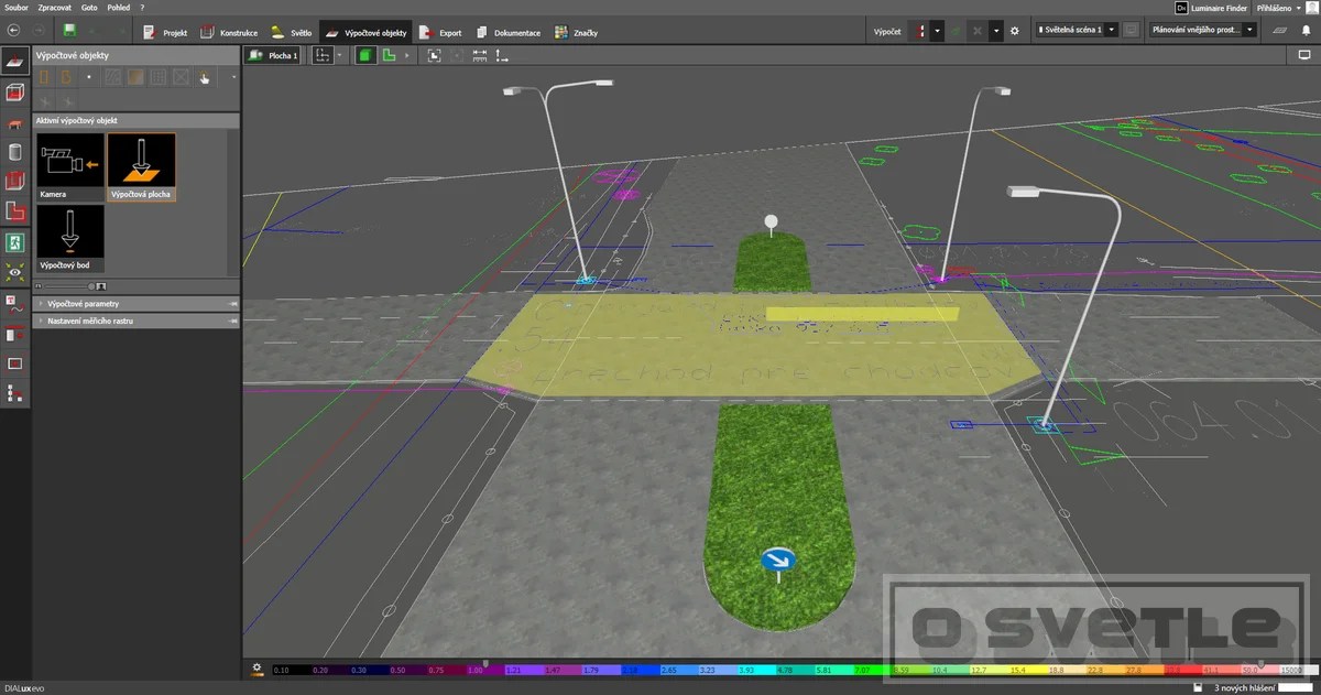 Výpočet osvetlenia priechodu pre chodcov a cyklistov