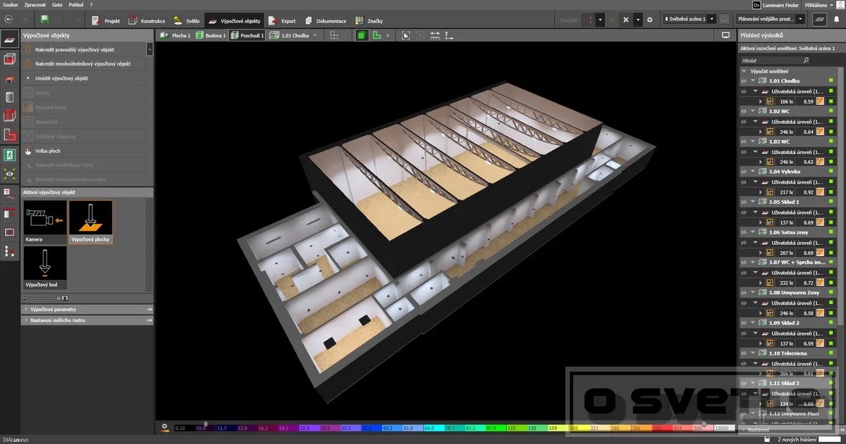 Výpočet osvetlenia telocvične - návrh