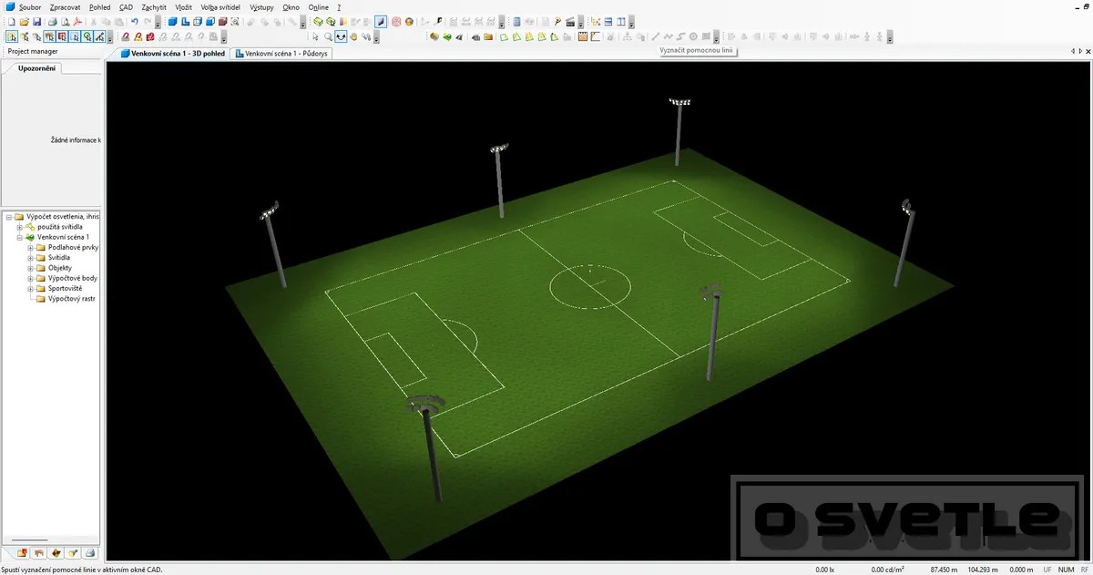 Výpočet osvetlenia futbalového ihriska