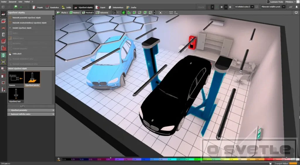 Výpočet osvetlenia autoservisu (návrh)