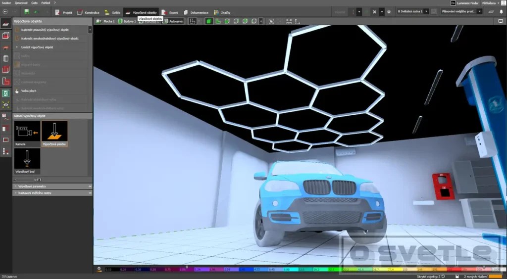 Výpočet osvetlenia autoservisu (návrh)