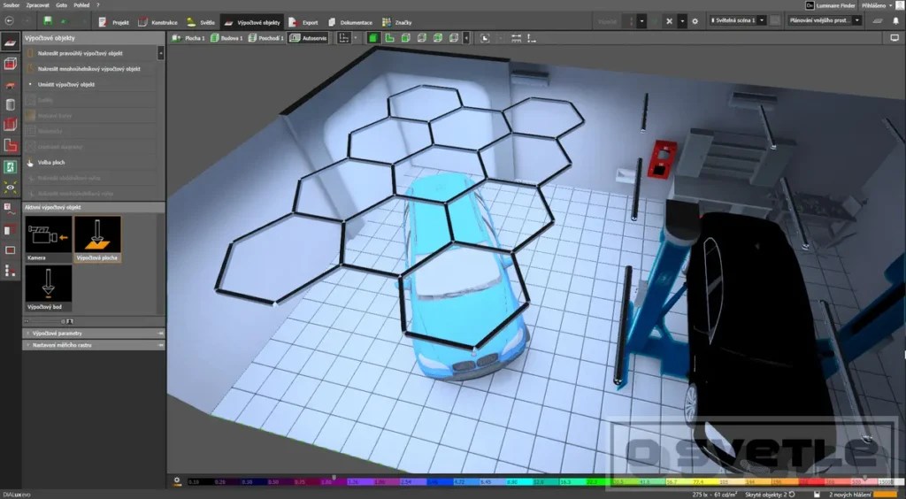 Výpočet osvetlenia autoservisu (návrh)