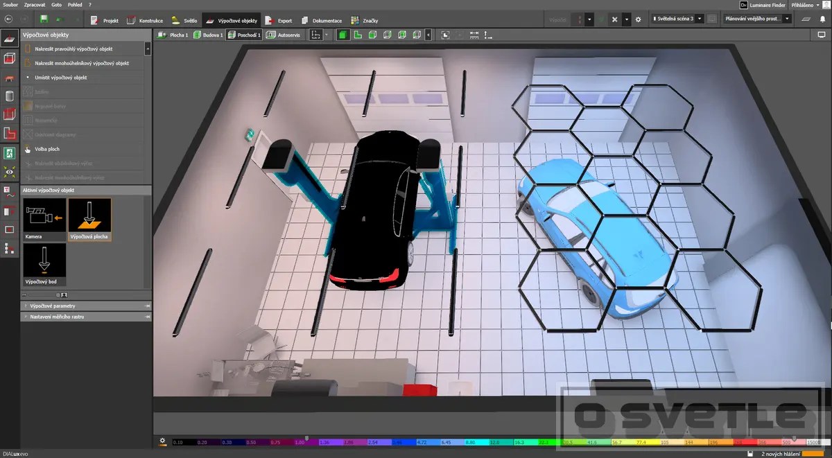 Výpočet osvetlenia autoservisu (návrh)