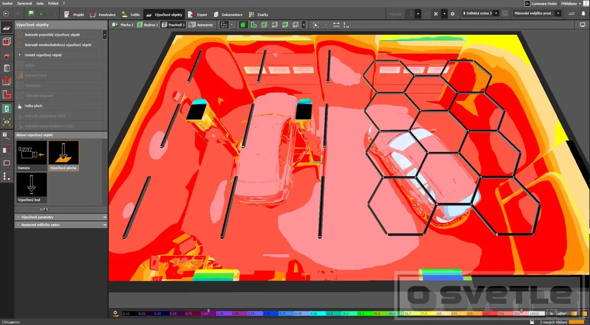 Výpočet osvetlenia autoservisu (návrh)