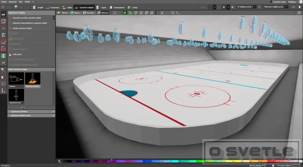 Výpočet osvetlenia ľadovej plochy zimného štadióna
