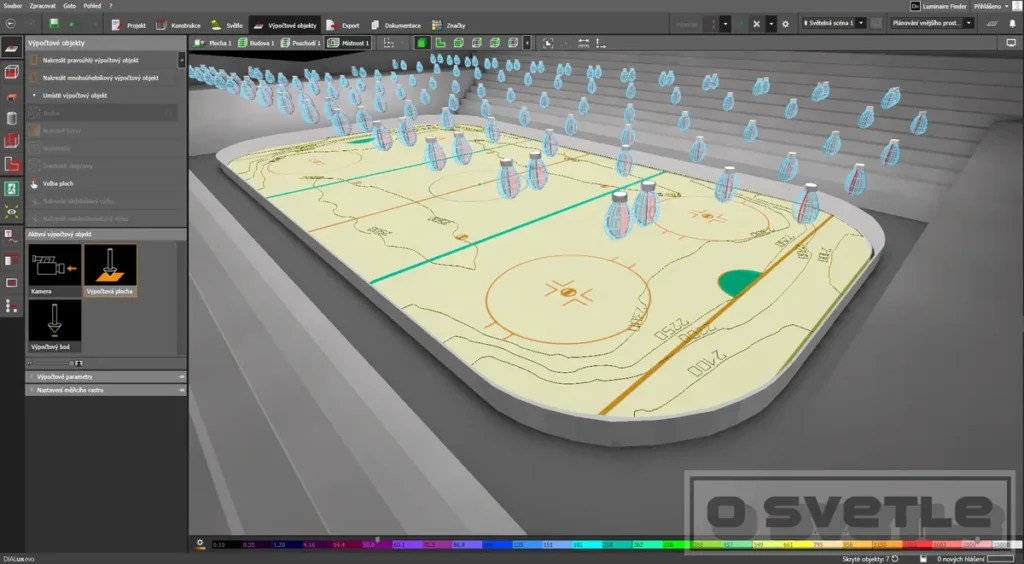 Výpočet osvetlenia ľadovej plochy zimného štadióna