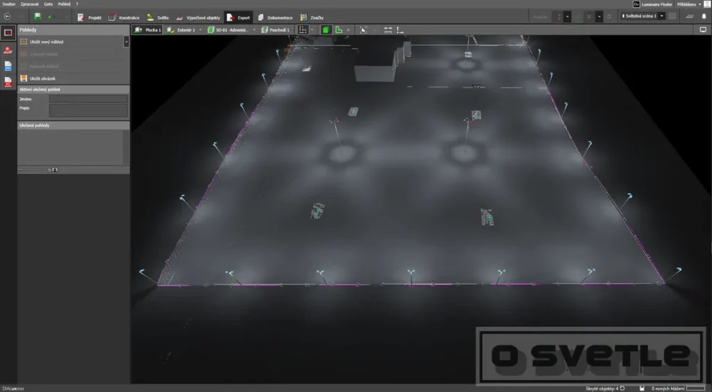Výpočet osvetlenia - areál, sklad, manipulačné priestory