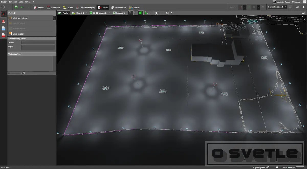Výpočet osvetlenia - areál, sklad, manipulačné priestory