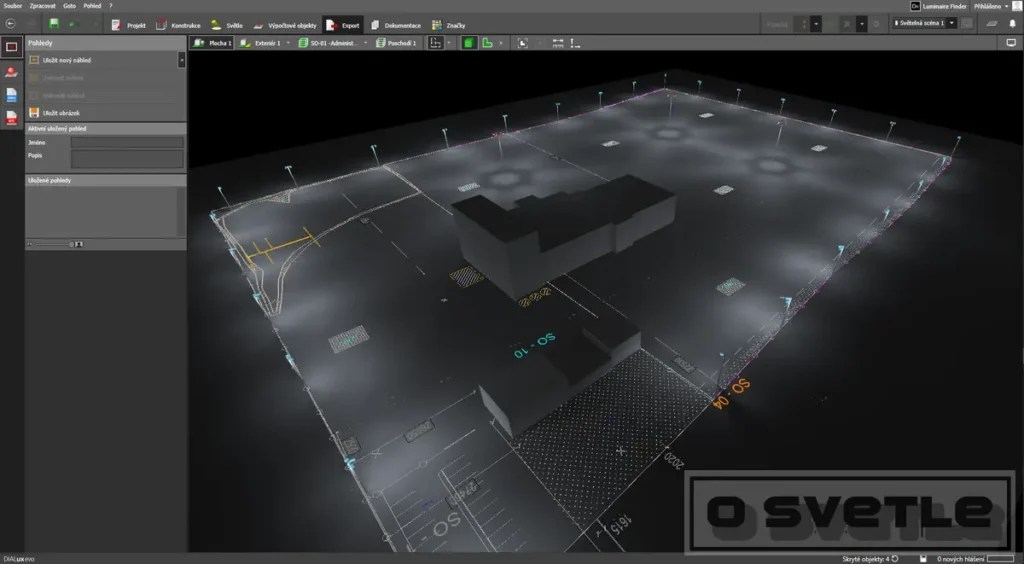 Výpočet osvetlenia - areál, sklad, manipulačné priestory
