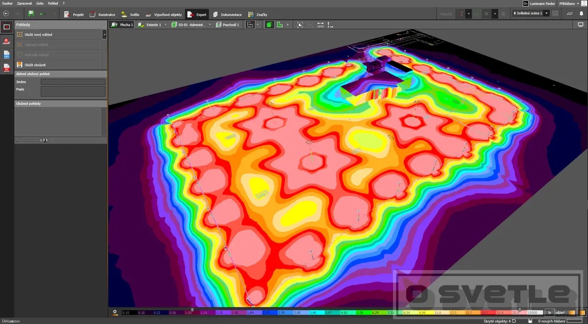 Výpočet osvetlenia - areál, sklad, manipulačné priestory