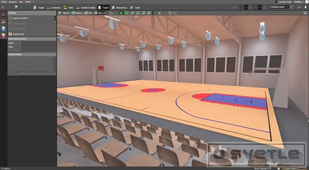 Výpočet osvetlenia basketbalového ihriska