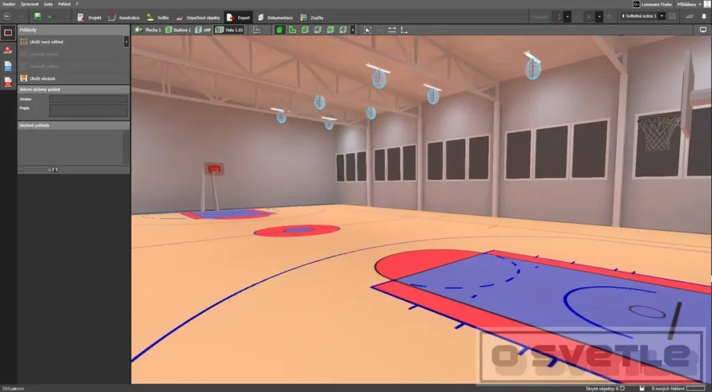 Výpočet osvetlenia basketbalového ihriska