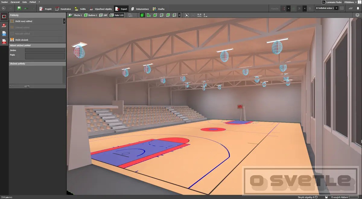 Výpočet osvetlenia basketbalového ihriska