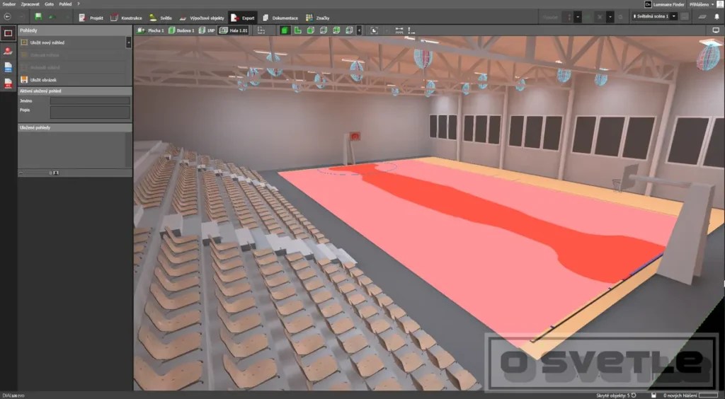 Výpočet osvetlenia basketbalového ihriska