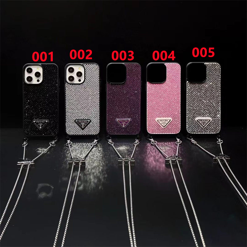 PRADA ラインストーン iPhoneケース キラキラプラダ iphone16 16proケース ハンドメイド シリコン
