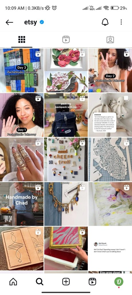 Etsy Instagram post