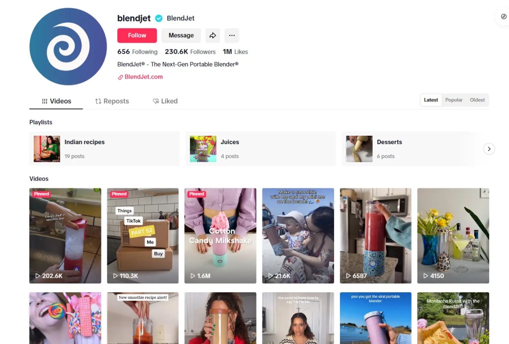 BlendJet TikTok Profile