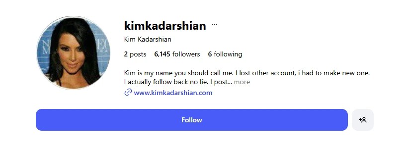 Kim Kadarshian Fake Account