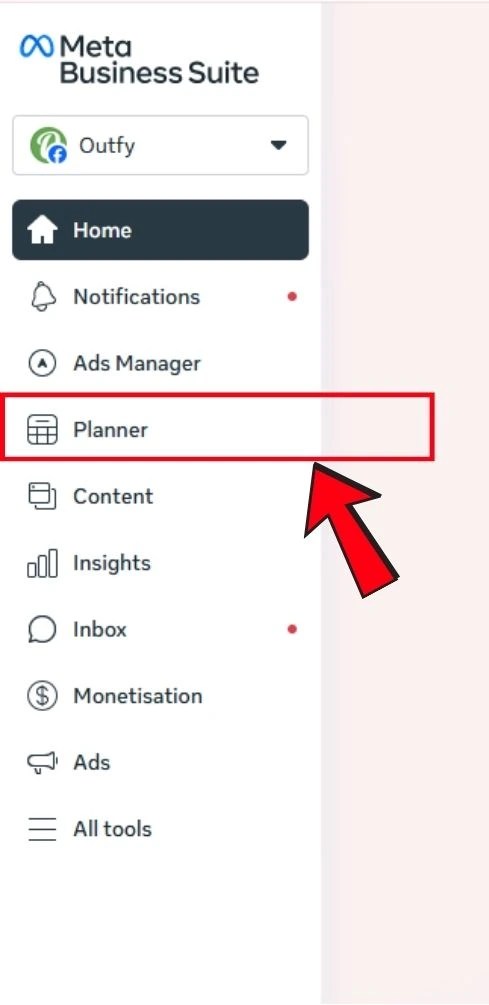 Planner tab in Meta Business Suite
