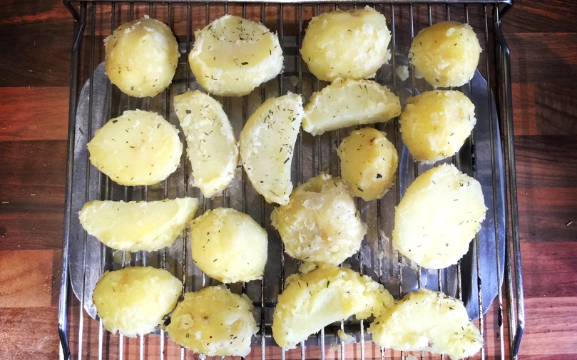Par-boiled and ready to go in.