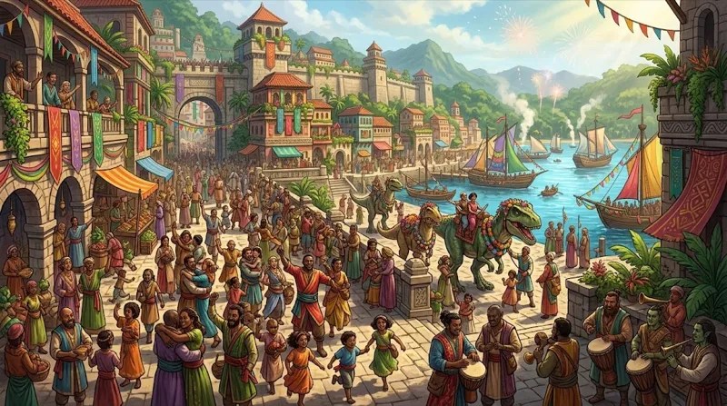 A crowded harbour celebration.