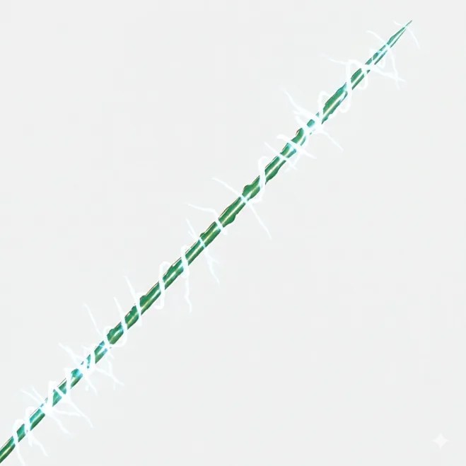 A thin green javelin crackling with white lightning.